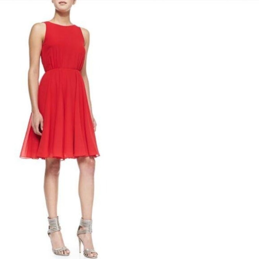 French Connection Red ChiffonFit & Flare Size 12